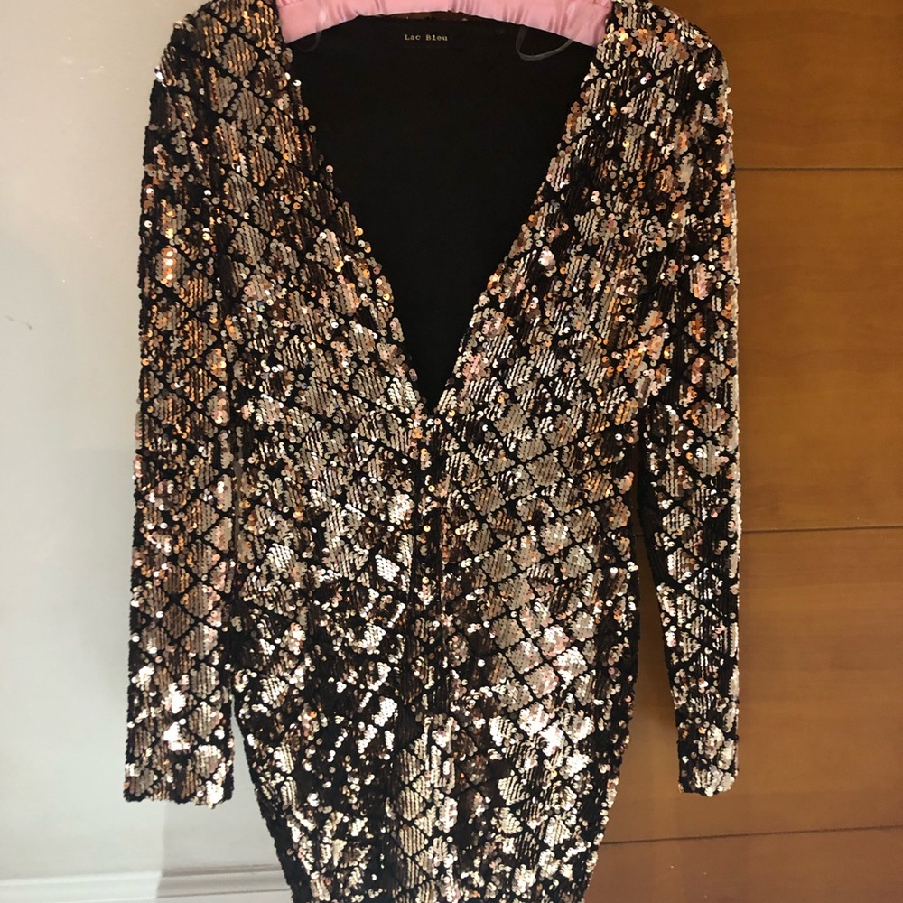 Gold Sparkle Longsleeve Mini Dress
